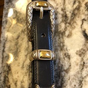 Brighton Two Tone Black Leather Belt M/L 32”